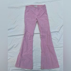 Free People Pink Elastic Waist Corduroy Boot Cut Pants
